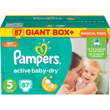 Подгузники Pampers Active Baby-Dry Размер 5 (Junior) 11-18 кг, 87 подгузников