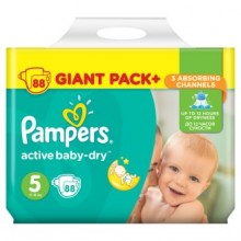 Подгузники Pampers Active Baby-Dry Размер 5 (Junior) 11-18 кг, 88 подгузников