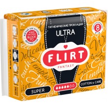 Гігієнічні прокладки Fantasy Flirt Ultra Cotton & Care Super 5 крапель 8 шт (3800213300068)