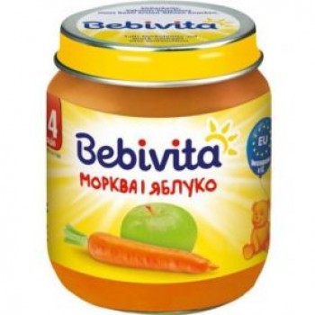Фруктово-овощное пюре Bebivita Яблоко и морковь с 4 месяцев 125 г (9007253104135) 