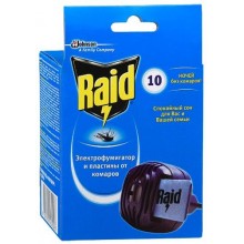 Електрофумігатор з пластинами від комарів Raid 10 ночей (4620000430926)