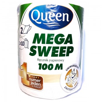 Бумажные полотенца Queen Mega Sweep двухслойные 100 м (5900935000296)