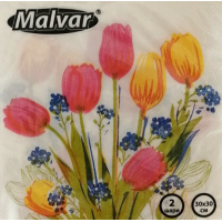 Серветка Malvar Тюльпани 30*30 см 2-ох шарова 40 шт (4820227530427)