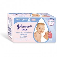 Серветки вологі дитячі Johnson's baby Лагідна турбота 112 шт (2*56 шт)