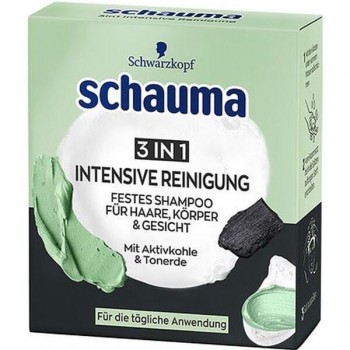 Твердый шампунь для волос тела и лица Schauma 3 in 1 Intensive Reinigung 60 г (4015100449440)