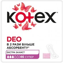 Ежедневные гигиенические прокладки Kotex Super Deo 46 шт (5029053548692)