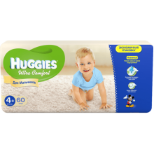 Подгузники Huggies Ultra Comfort j (4+) для мальчиков 10-16 60 шт