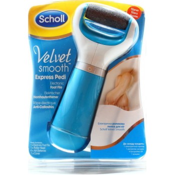 Электрическая роликовая пилка для ног  SCHOLL Velvet smooth голубая