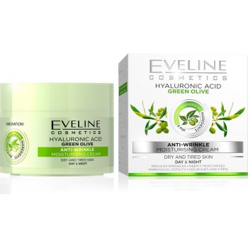 Крем для обличчя Eveline Гиалуронова кислота зелена оливка + 6 компонентів  50мл (5901761912289)
