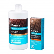 Шампунь для волос Dr.Sante Кератин для тусклых и ломких волос 1000 мл + Флюид Dr.Sante Кератин (2000000002644)