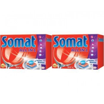 Таблетки для посудомийної машини Somat  28 шт.+ 28 шт. - у подарунок