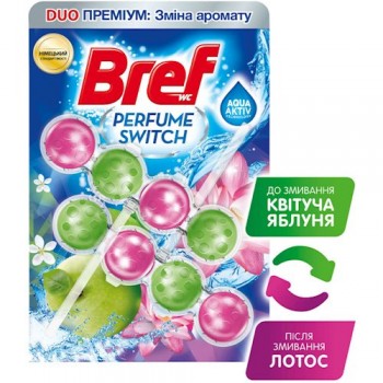 Засіб для унітазів Bref Perfume Switch Зміна аромату Яблуко-Лотос,2*50г (9000101328974)