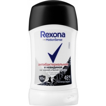Дезодорант-антиперспирант стик Rexona Антибактериальная и невидимая на черном и белом40 мл (46195890)