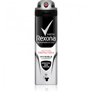 Дезодорант-аерозоль чоловічий Rexona Антибактеріальна та невидима на чорному та былому  150 мл (8710447171349)