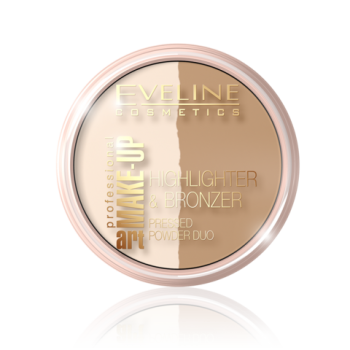 Компактна пудра для лиця Eveline Highlighter & Bronzing Art Professional Make-up № 56 Glam Light (5901761940633)