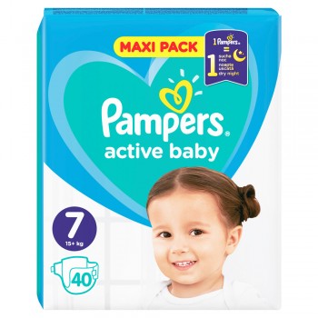 Подгузники Pampers Active Baby-Dry Размер 7 (Extra large) 15+ кг 40 подгузников (8001090951427)