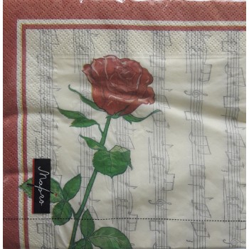 Серветка Марго Троянда з нотами 20 листів 3-шари (33*33) (2000000002244)