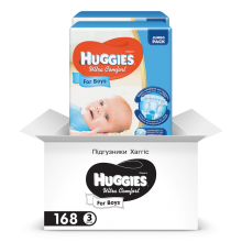 Подгузники детские Huggies Ultra Comfort 3,  5-9 кг 168 шт для мальчиков