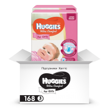 Подгузники детские Huggies Ultra Comfort 3,  5-9 кг 168 шт для девочек