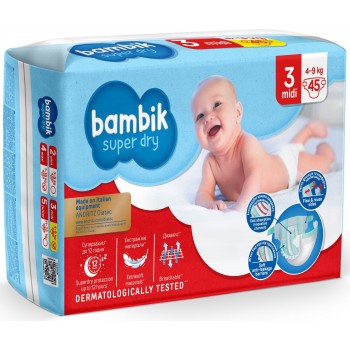 Підгузки дитячі Bambik Jumbo 3 Midi 4-9 кг 45 шт (4823071645743)