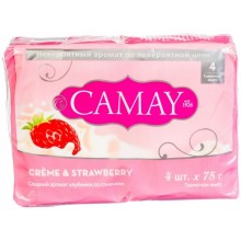 Мыло туалетное Camay Creme&Strawberry Клубника со сливками 4х75 г (6221155023681)