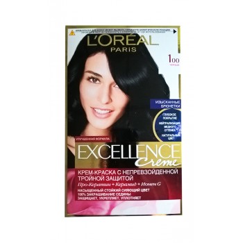 Стойкая крем-краска для волос L'Oreal Paris Excellence Creme с тройной защитой тон 1 (100) 176 мл (3600523781089)